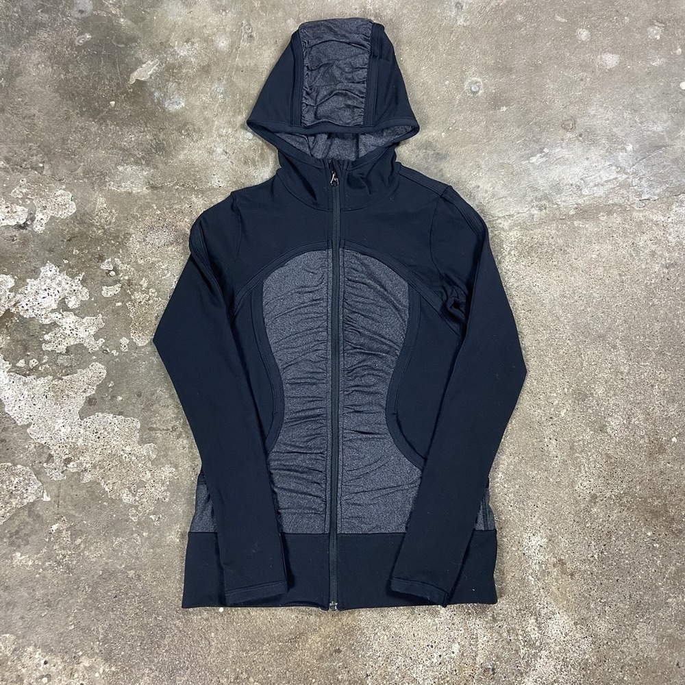 Lululemon Pure Balance Jacket Women's Size 6 Small Black Hooded Full Zip Active